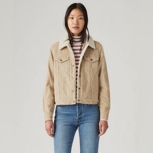Levi's Classic Corduroy Sherpa-Lined Trucker Jacket in Tan NWT